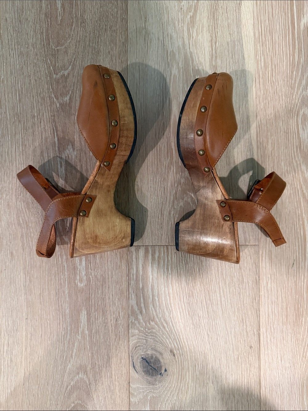 Cordani Brown Leather Slingback Mary Jane Mules - Picture 2 of 7
